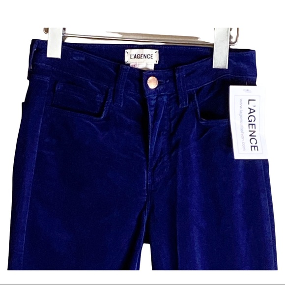 L'Agence Midnight Blue Velvet Crop Jeans - Picture 3 of 8